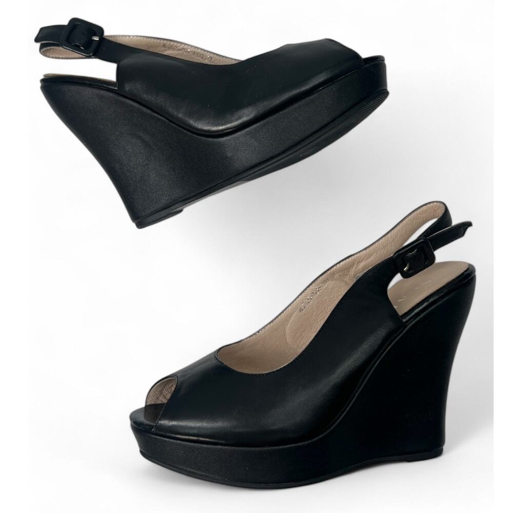 SCALA  Collezione 37 / 7 European wedge sandal Platform Open Toe Slingback Black
